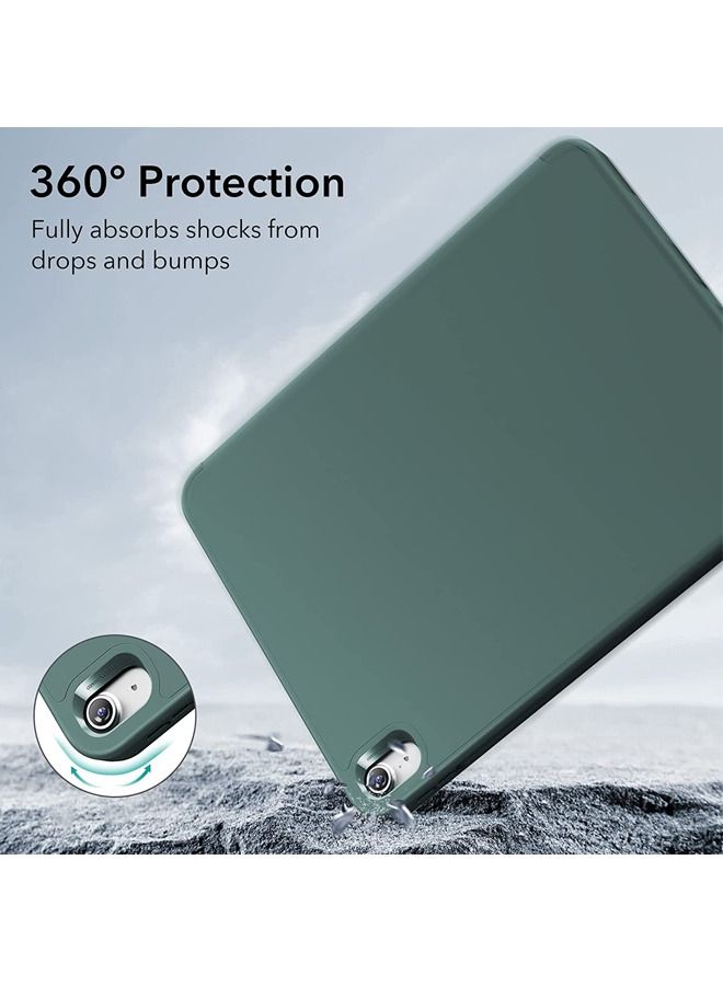 for iPad 10th Generation 10.9 Inch 2022 Built-in Pencil Holder Flexible Back Cover, Trifold Stand, Auto Sleep Wake Rebound Series Green - Image 4