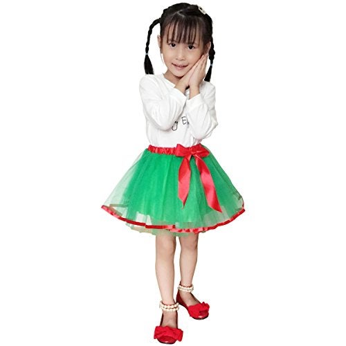 Jastore Girls Layered Party Birthday Tutu Skirt Dance Princess Ballet Dress Green Bowknot for 2-8 Years - Image 4