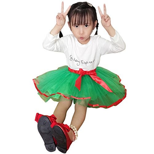 Jastore Girls Layered Party Birthday Tutu Skirt Dance Princess Ballet Dress Green Bowknot for 2-8 Years - Image 3
