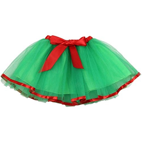 Jastore Girls Layered Party Birthday Tutu Skirt Dance Princess Ballet Dress Green Bowknot for 2-8 Years - Image 1