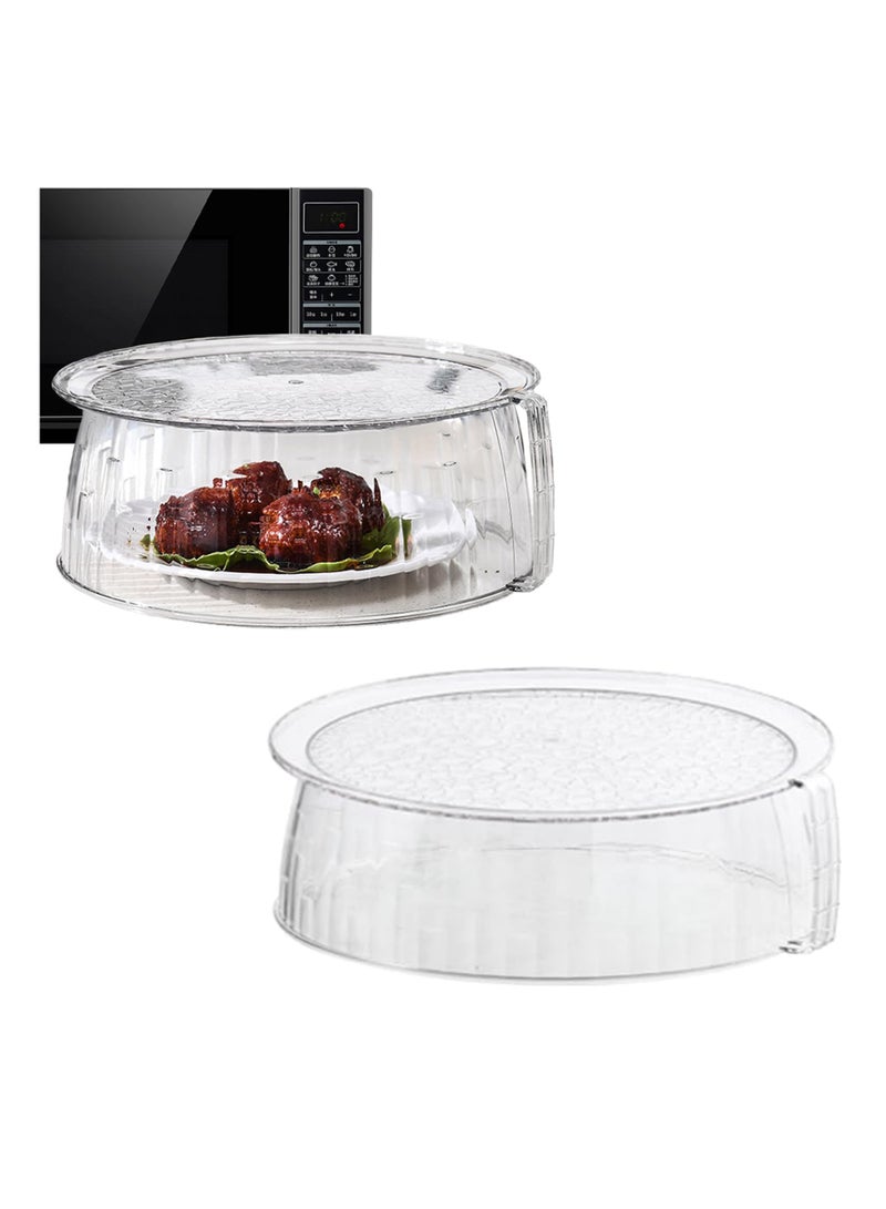 2 Pcs Microwave Splatter Cover for Food Splash Guard Lid with Handle Bug Resistant Heating Easy to Wash Grade Material Tall Short - Image 1