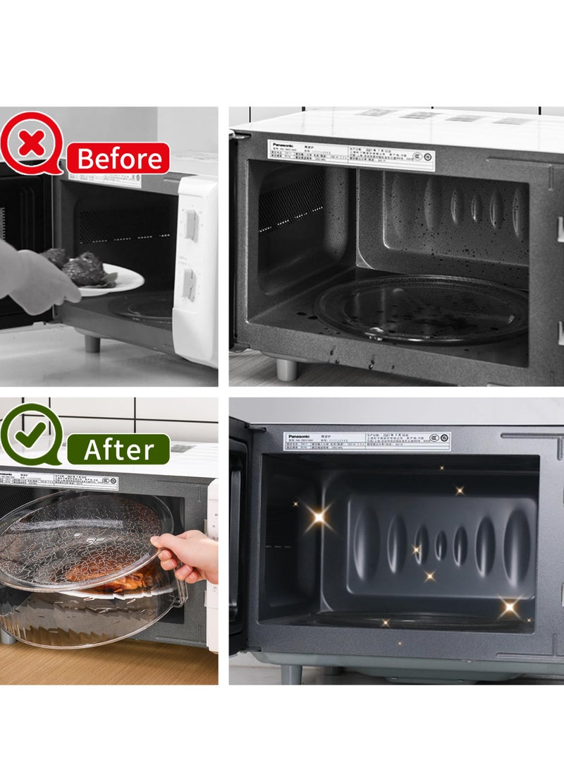2 Pcs Microwave Splatter Cover for Food Splash Guard Lid with Handle Bug Resistant Heating Easy to Wash Grade Material Tall Short - Image 3
