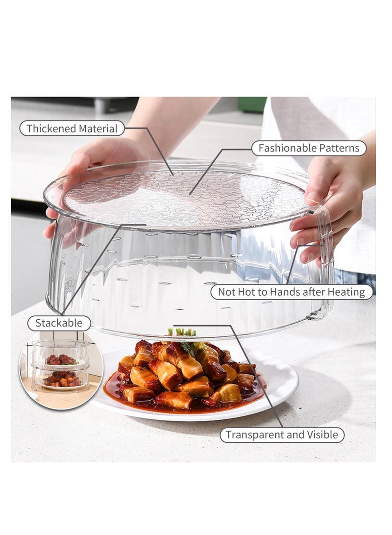 2 Pcs Microwave Splatter Cover for Food Splash Guard Lid with Handle Bug Resistant Heating Easy to Wash Grade Material Tall Short - Image 2