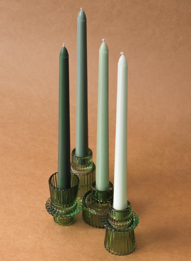 Viyffo Taper Candles 10 Inch Green Set of 4 Unscented, Dripless, Smokeless Long Tall Tapered Candlesticks Wedding Advent Home Decor Dinner Christmas-Natural Color Series - Image 3