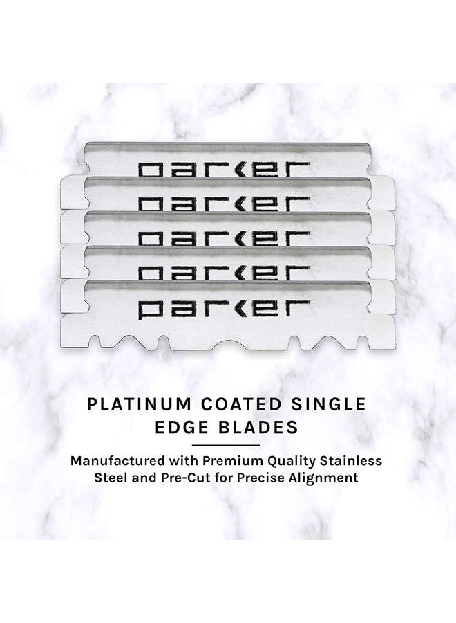 Parker Safety Razor Parker Premium Platinum 1/2 Blades, 200 Count **, For Professional Barber Razors, Shavette Razors and Disposable Blade Straight Razors that accept Half of a Double Edge Razor Blade - Image 2