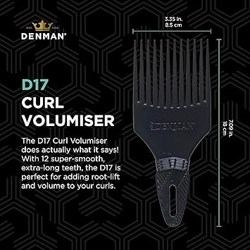 DENMAN Jack Dean by Denman Black Curl Volumiser Comb for Separating Styling Defining Enhancing Boosting Curls D17 - Image 2
