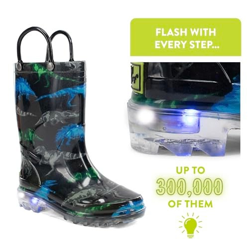 Western Chief Boys' Light-Up Waterproof Rain Boot, Dinosaur Friends 9 M US Toddler - Image 3