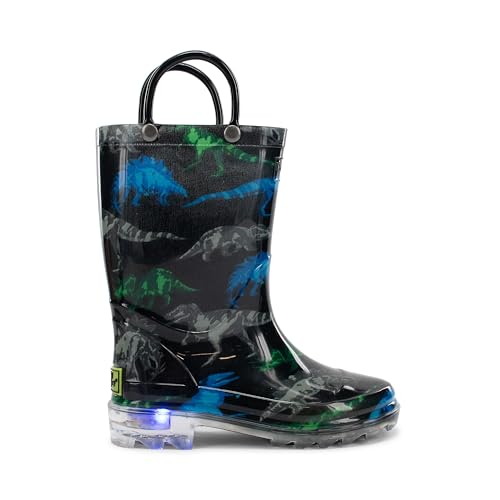 Western Chief Boys' Light-Up Waterproof Rain Boot, Dinosaur Friends 9 M US Toddler - Image 1
