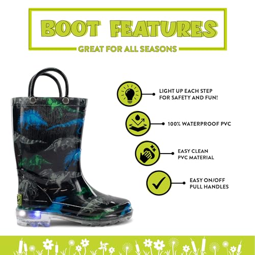 Western Chief Boys' Light-Up Waterproof Rain Boot, Dinosaur Friends 9 M US Toddler - Image 2