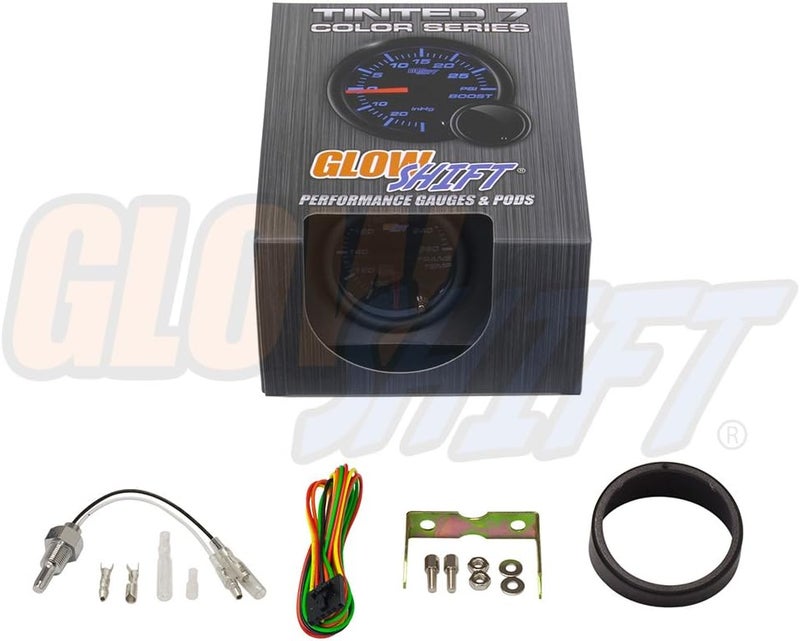 GLOWSHIFT Tinted 7 Color 260F Automatic Transmission Temp Gauge Kit - Includes 1/8-27 NPT Electronic Sensor & Wiring - Multi-Color Display - Black Dial - Smoked Lens - for Car & Truck - 2-1/16" 52mm - Image 5