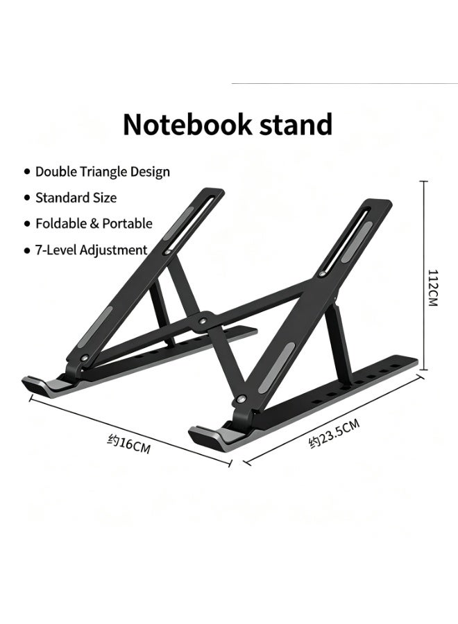 Portable Foldable Laptop Stand For Travel, Abs + Silicone Adjustable Height Laptop Stand Riser For Desk, Ergonomic Pedestal Stand For Computers And Accessories, Fits 10-15.6 Inch Laptops - Image 2