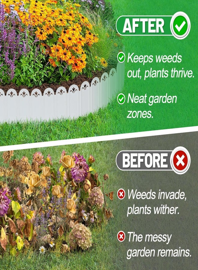 Alphatool Connectable Garden Landscape Edging - 6.5ft Total Length No Need Digging Lawn Fence Border for Dividing Yard Flower Bed Areas, Included 10pcs 8.3" L x 5.9" H White Panels - Image 2