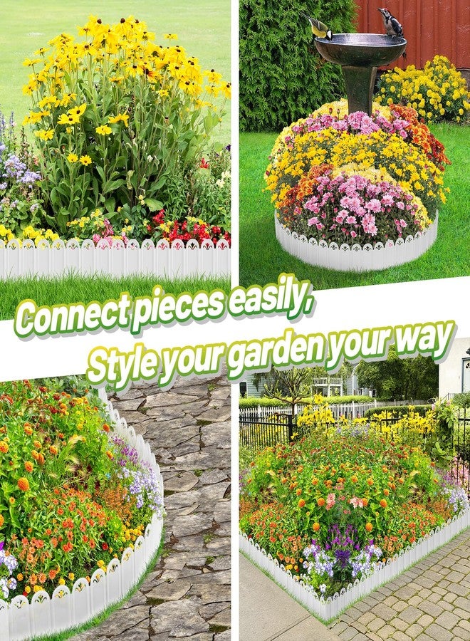 Alphatool Connectable Garden Landscape Edging - 6.5ft Total Length No Need Digging Lawn Fence Border for Dividing Yard Flower Bed Areas, Included 10pcs 8.3" L x 5.9" H White Panels - Image 4