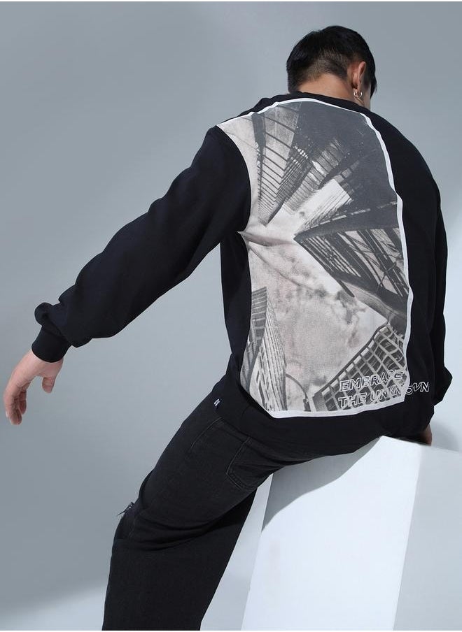 Hubberholme - Black Graphic Print Relaxed Fit T-shirt for Men, Comfortable Style - Image 1