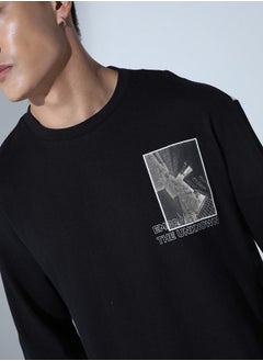 Hubberholme Black Graphic Print Relaxed Fit T-shirt for Men, Comfortable Style  - Image 5