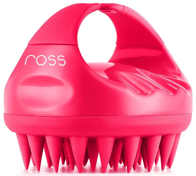 ROSS Hair Scalp Manual Massager Shampoo Hair Brush with Soft Silicone Bristles for Anti Dandruff, Exfoliating Care (Pink) - Image 1