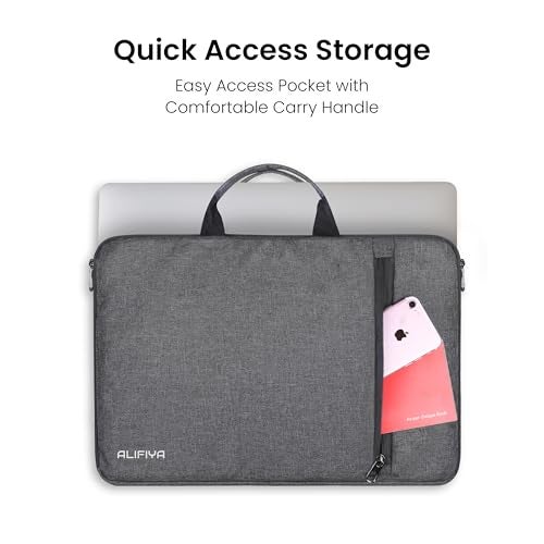 Alifiya 15-15.6 Inch Laptop Sleeve Cover Bag - Water-Resistant Case for MacBook, Dell, HP, Lenovo - Ideal for Office & Travel Use - Grey - Image 5