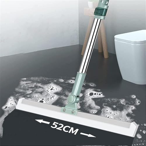 Uzox 50-Inch Rotating Floor Squeegee, Heavy Duty Bathroom Wiper with 180-Degree Swivel Head,Multifunctional Magic Broom Floor Squeegee with Long Handle Adjustableq (Green) - Image 2