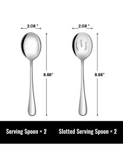 Oasisgalore Serving Spoon Sets, Includes 2 Serving Spoons and 2 Slotted Serving Spoons,Stainless Steel Buffet Banquet Spoons  - Image 2