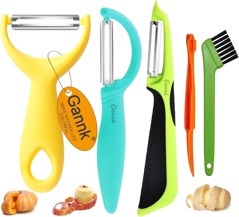 Gannk Vegetable Potato Peelers for Kitchen, Y Peeler for Apple Fruit Carrot Zucchini Cucumber Potatoes, Good Grip Veggie Peeler Makes Peeling Very Easy - Image 1