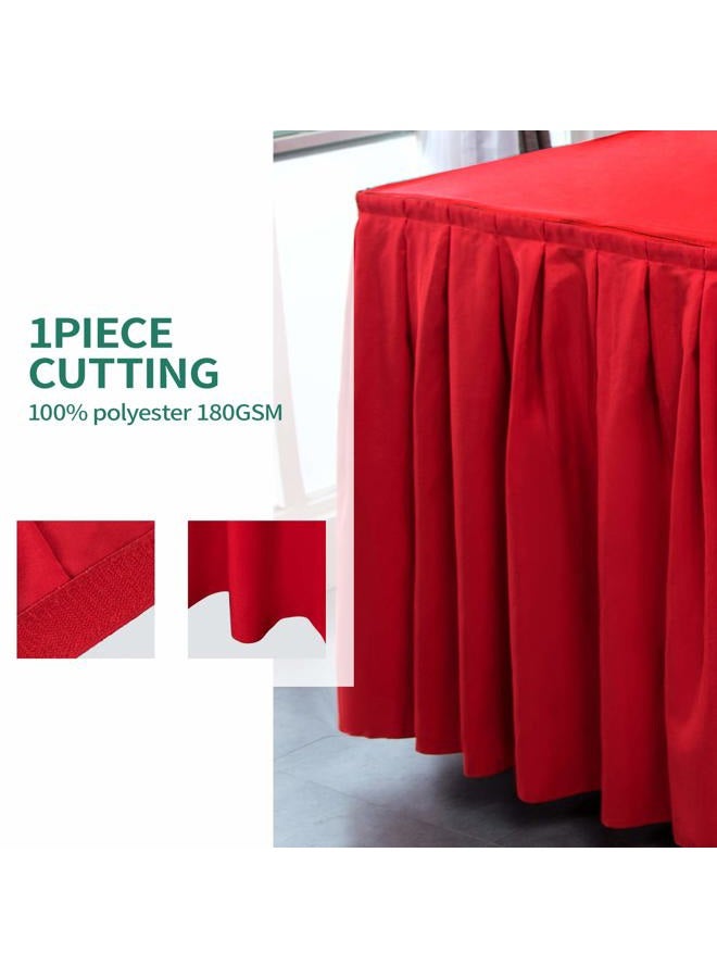 Surmente Tablecloth 14 ft Polyester Table Skirt for Weddings, Banquets, or Restaurants (Red) … ……… - Image 2