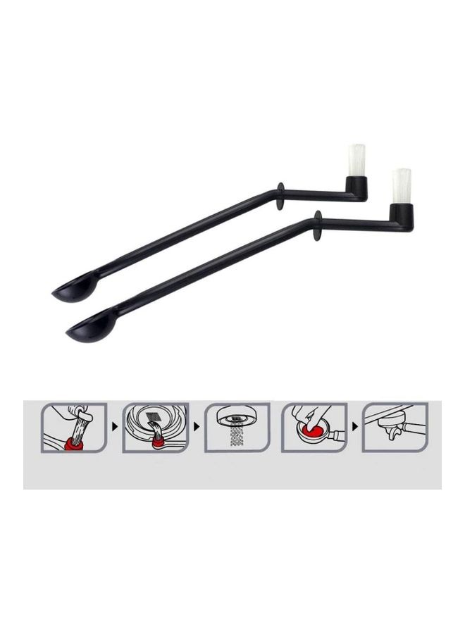2-Piece Coffee Machine Brush Cleaning Tool With Spoon Black 1cm - Image 5
