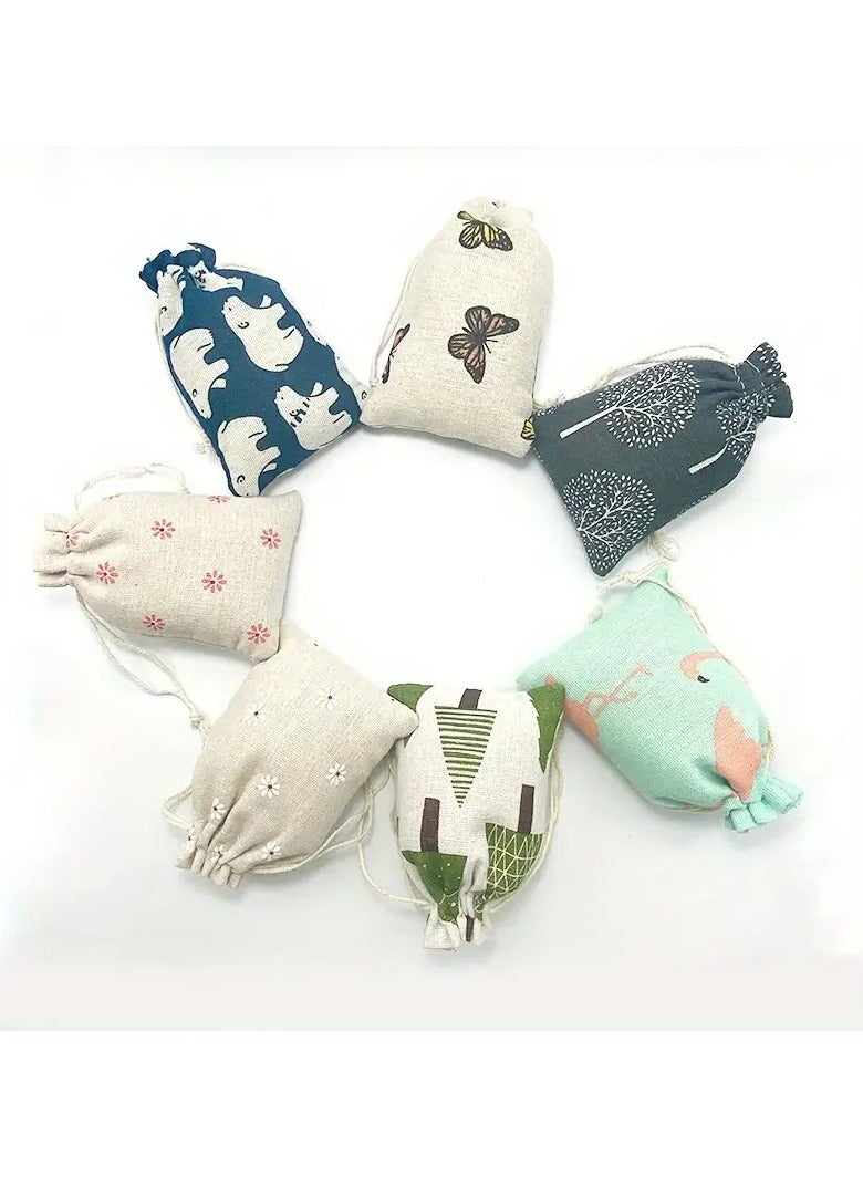 Kormesic 4-Piece Cartoon Pattern Cotton Drawstring Bag Set for Jewelry, Candy Storage, and Gift Packaging - Image 2