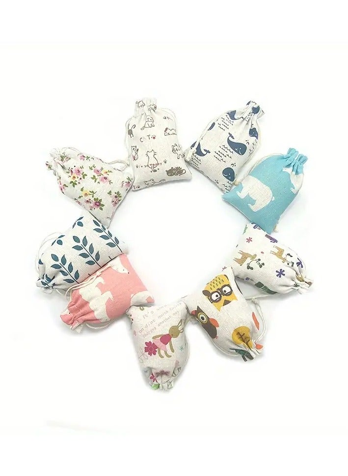 Kormesic 4-Piece Cartoon Pattern Cotton Drawstring Bag Set for Jewelry, Candy Storage, and Gift Packaging - Image 5