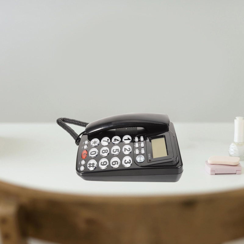 Portable Desk Phone Large Display Superior Sound Quality Multi Functional Classic Black - Image 5