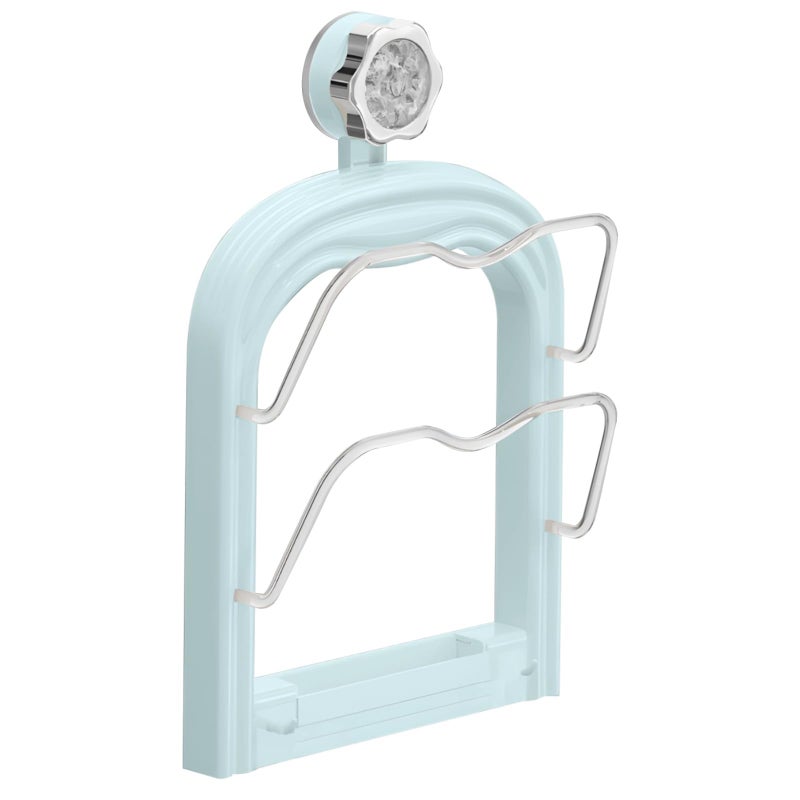 Adjustable Wall Mounted Suction Cup Lid Holder Rack With Removable Drain Tray Cream Color - Image 2