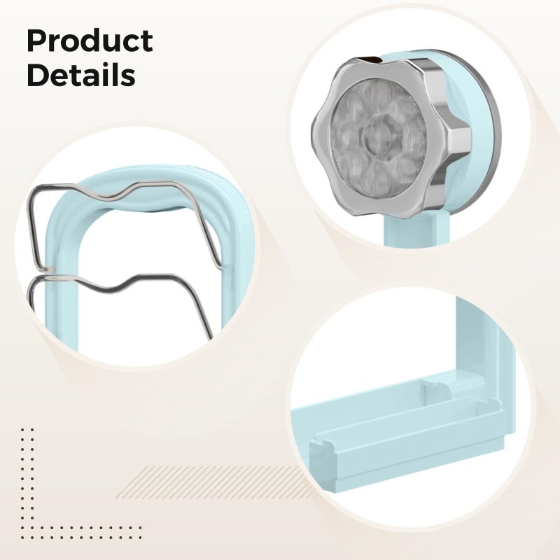 Adjustable Wall Mounted Suction Cup Lid Holder Rack With Removable Drain Tray Cream Color - Image 4
