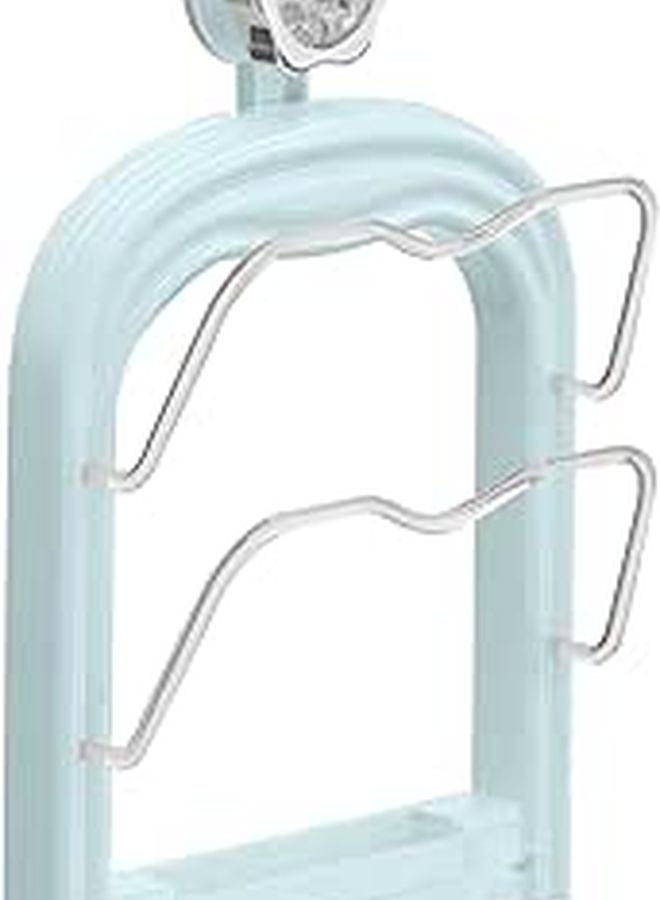 Adjustable Wall Mounted Suction Cup Lid Holder Rack With Removable Drain Tray Cream Color - Image 1