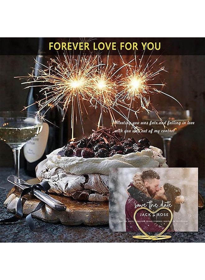 32 قطعة من حوامل بطاقات أرقام الطاولات الذهبية، حامل بطاقات صغير على شكل قلب، حوامل بطاقات عمل لحفلات الزفاف، حامل بطاقات لعب صغير للصور، حامل صور، حامل قائمة طعام، حامل مذكرات، مشابك بطاقات عيد الميلاد - Image 3