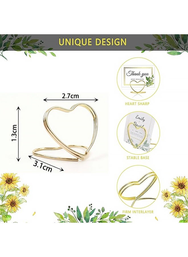 32 قطعة من حوامل بطاقات أرقام الطاولات الذهبية، حامل بطاقات صغير على شكل قلب، حوامل بطاقات عمل لحفلات الزفاف، حامل بطاقات لعب صغير للصور، حامل صور، حامل قائمة طعام، حامل مذكرات، مشابك بطاقات عيد الميلاد - Image 2