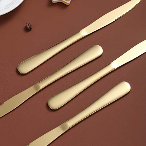 Kyraton Gold Steak Knife Set, Kyrtaon Golden Serrated Knife, Titanium Gold Plating Stainless Steel Sharp Knives Set, Dinner Knifes Set of 4, Dishwasher Safe Sturdy And Easy To Clean - Image 5