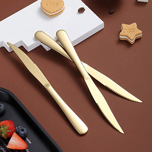Kyraton Gold Steak Knife Set, Kyrtaon Golden Serrated Knife, Titanium Gold Plating Stainless Steel Sharp Knives Set, Dinner Knifes Set of 4, Dishwasher Safe Sturdy And Easy To Clean - Image 4