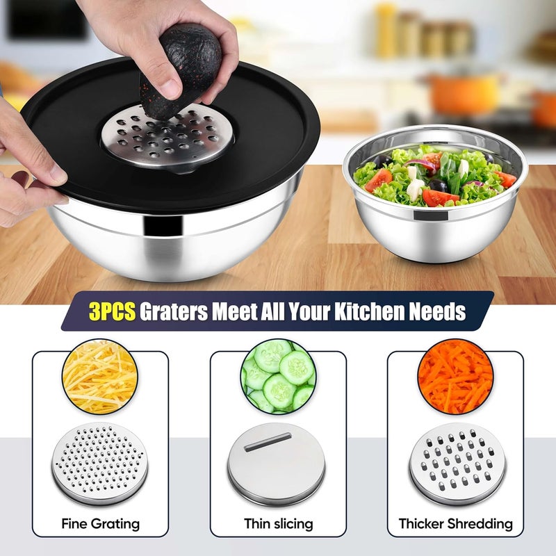 E-far طقم وعاء خلط من الفولاذ المقاوم للصدأ E-far مع أغطية - Image 5