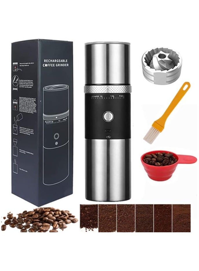 AROAQ Portable Electric Conical Burr Coffee Grinder Cordless Rechargeable Travel Coffee Maker with grinder Stainless Steel Espresso Coffee Bean Machine with 15 Grind Settings Fine to Coarse - Image 1