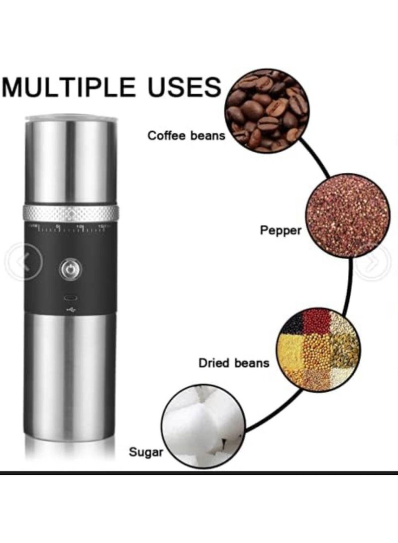 AROAQ Portable Electric Conical Burr Coffee Grinder Cordless Rechargeable Travel Coffee Maker with grinder Stainless Steel Espresso Coffee Bean Machine with 15 Grind Settings Fine to Coarse - Image 2
