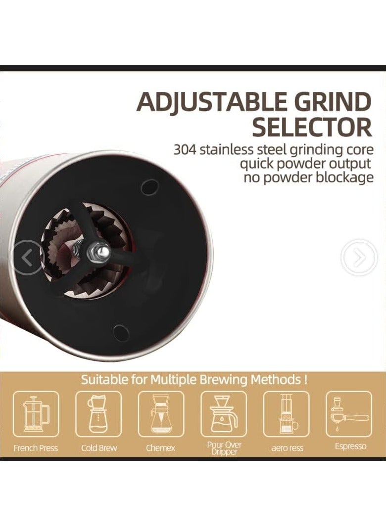 AROAQ Portable Electric Conical Burr Coffee Grinder Cordless Rechargeable Travel Coffee Maker with grinder Stainless Steel Espresso Coffee Bean Machine with 15 Grind Settings Fine to Coarse - Image 5