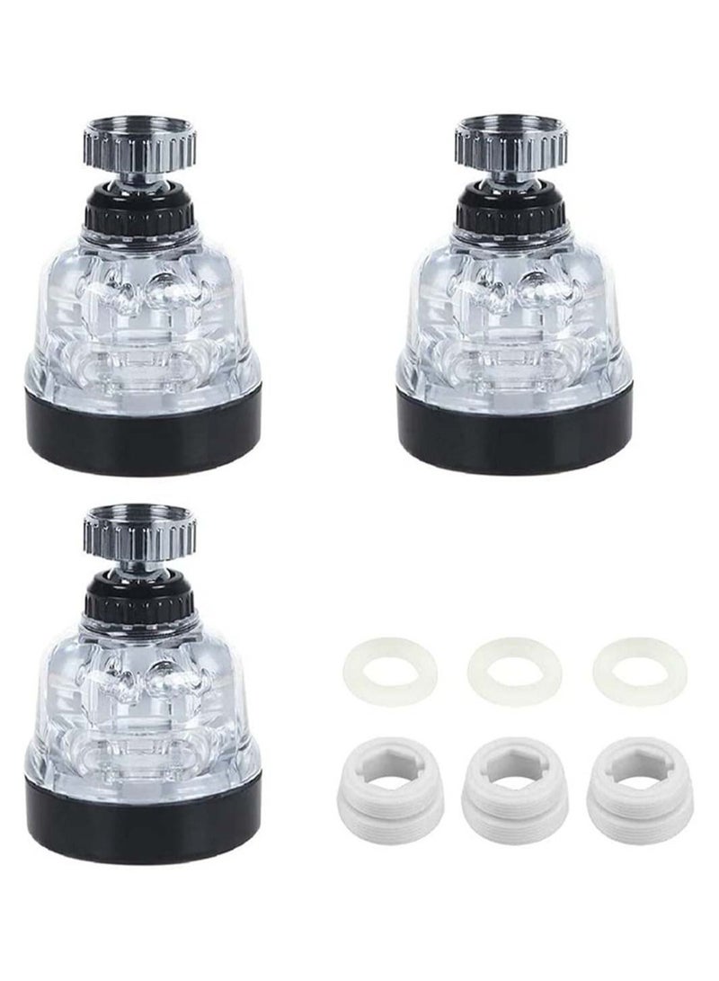 SYOSI 360°Swivel Faucet Tap Aerator Transparent Adjustable Water Saving Faucet Splash Proof Filter Booster 3 Modes are Adjustable Used in Bathroom Kitchen Washbasin 3Pcs - Image 1