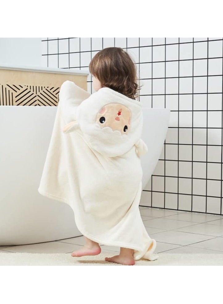 لكارموم منشفة حمام للأطفال، منشفة حمام فائقة النعومة للأطفال مع غطاء للرأس، منشفة ماصة ومضادة للحساسية للأطفال الرضع والأطفال الصغار، مستلزمات أساسية للأطفال حديثي الولادة، هدايا للاستحمام للأطفال الصبيان والبنات - كبيرة الحجم 70 × 140 سم (أبيض) - Image 4