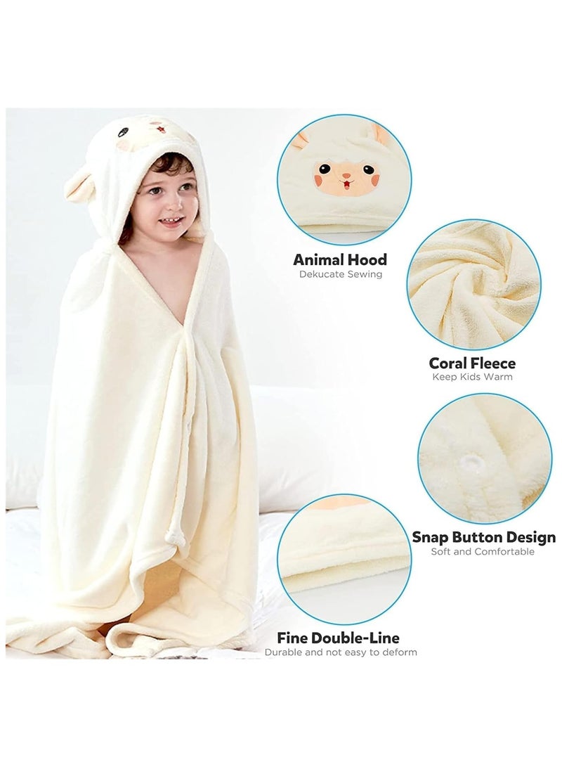 لكارموم منشفة حمام للأطفال، منشفة حمام فائقة النعومة للأطفال مع غطاء للرأس، منشفة ماصة ومضادة للحساسية للأطفال الرضع والأطفال الصغار، مستلزمات أساسية للأطفال حديثي الولادة، هدايا للاستحمام للأطفال الصبيان والبنات - كبيرة الحجم 70 × 140 سم (أبيض) - Image 2