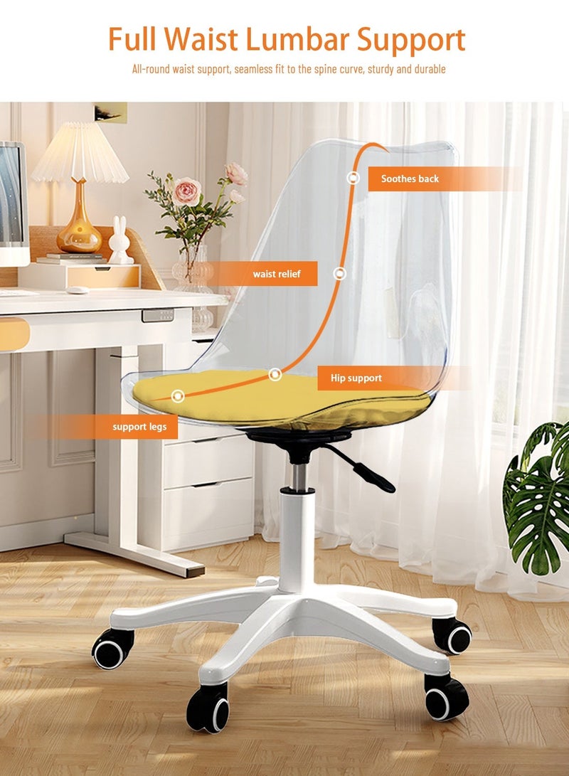 Sinyin Set of 5 Transparent Office Chairs with Wheels, Adjustable Swivel Desk Chair, Modern Home Office Chair with Cushion Seat, Rolling Vanity Chair for Study Room Bedroom Makeup Desk - Image 2