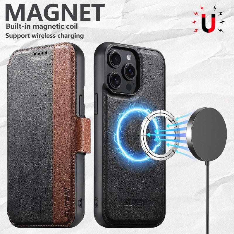 Suteni For Iphone 17 Pro Max Q07 2-In-1 Multi-Function Detachable Wallet Magsafe Phone Case(Black) - Image 3