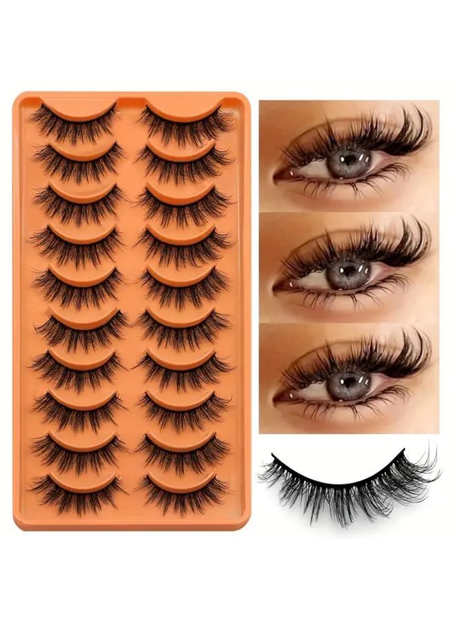 10 Pairs Thick Curly Natural Strip Lashes Cat Eye Long Version Various Lengths ZEN08 - Image 2