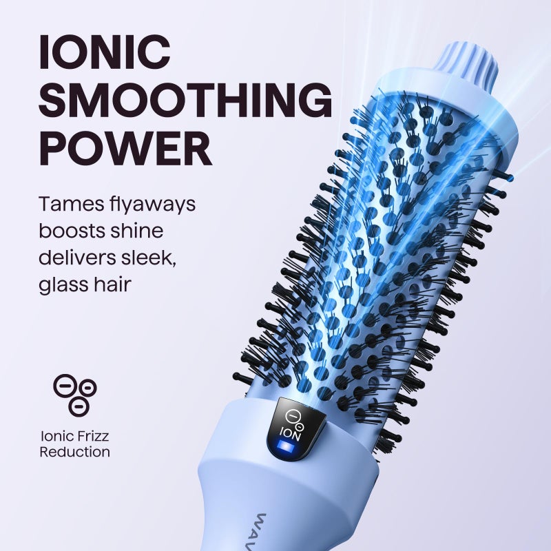 Wavytalk Blowout Boost Thermal Brush, 1.5 inch Heated Round Brush for Blowout Look, Negative Ion Technology, Ceramic Tourmaline, 5 Temperature Settings, Dual Voltage, Blue - Image 3