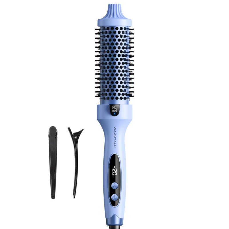 Wavytalk Blowout Boost Thermal Brush, 1.5 inch Heated Round Brush for Blowout Look, Negative Ion Technology, Ceramic Tourmaline, 5 Temperature Settings, Dual Voltage, Blue - Image 1