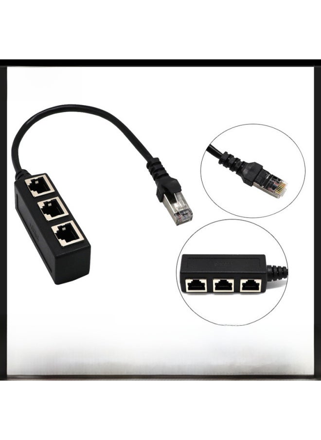 Generic RJ45 Ethernet One-to-three Network Cable Extension Patch Cord 1 Male To 3 Female Network Adapter Cable-Color:rj45 One In Three  - Image 2