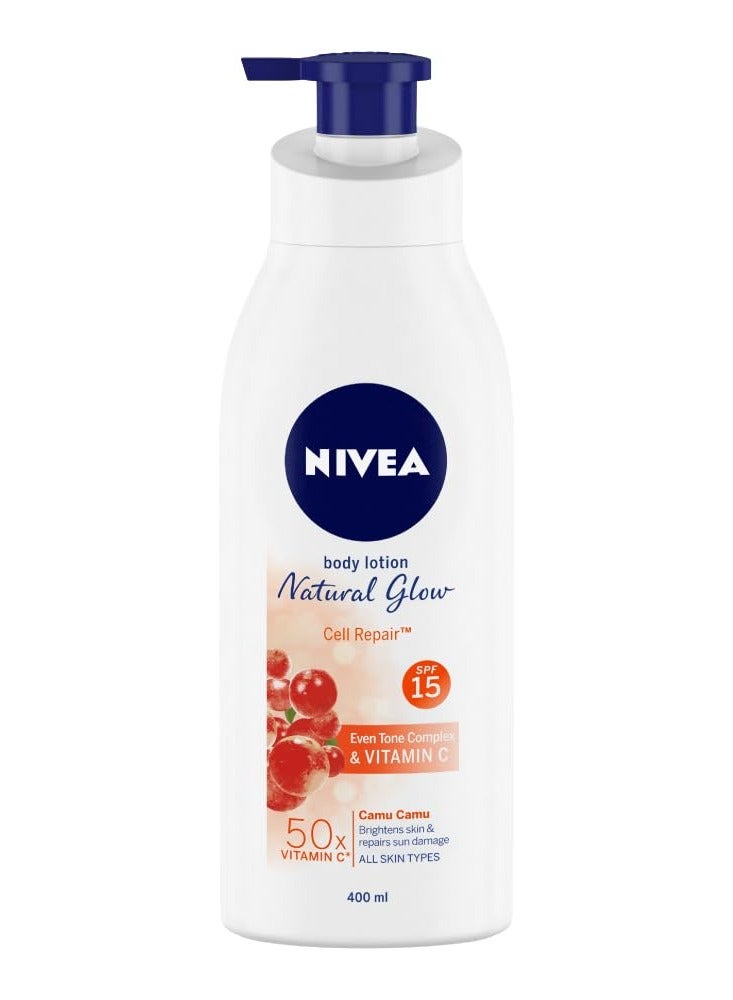 Nivea NIVEA Body Lotion Natural Glow Cell Repair Spf 15 and 50X Vitamin C 400ml  - Image 1